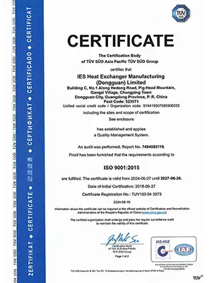 Système de gestion de la qualité Certifié ISO 9001:2015